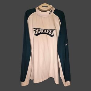 Eagles NFL Team Apparel by Reebok Mock Neck Raglan Long Sleeve Tee Men's XL